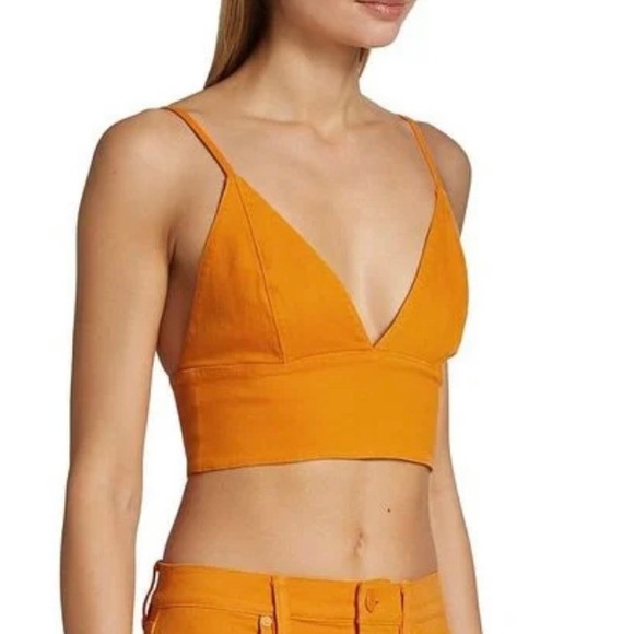 ALICE + OLIVIA ORANGE DENIM CROP TOP - Picture 3 of 6